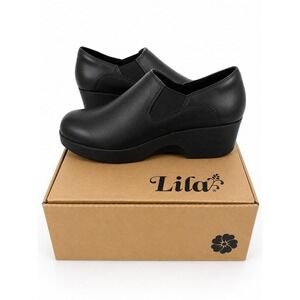 LILA Kelsey Women's 11 Black Leather Slip Resistant Work Shoes NIB